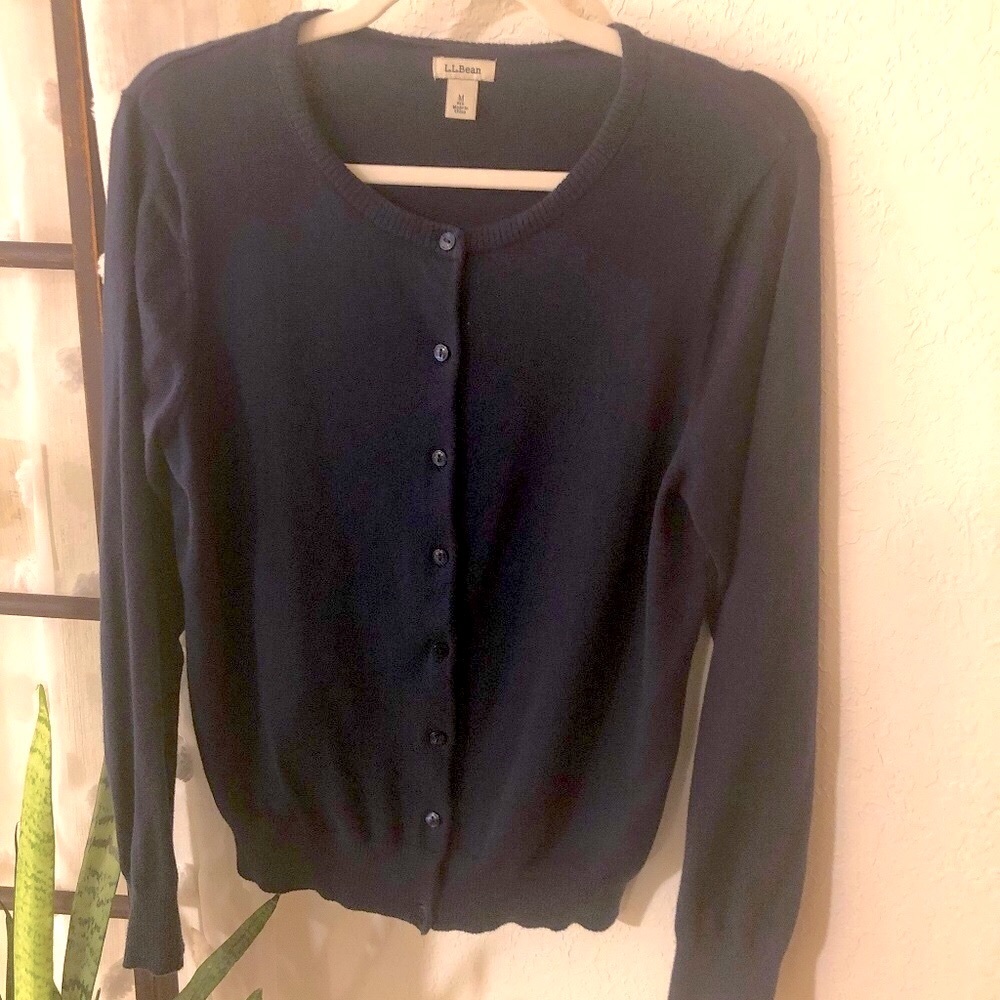 LL Bean cardigan navy blue
